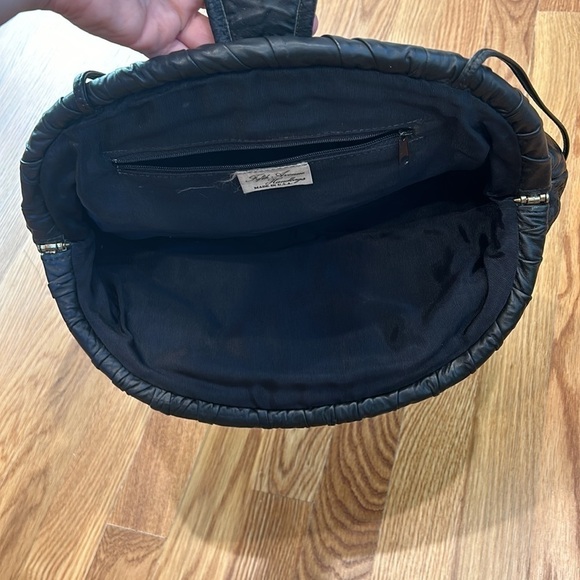 Vintage Fifth Avenue handbags black leather half circle embossed patchwork purse - Picture 5 of 8